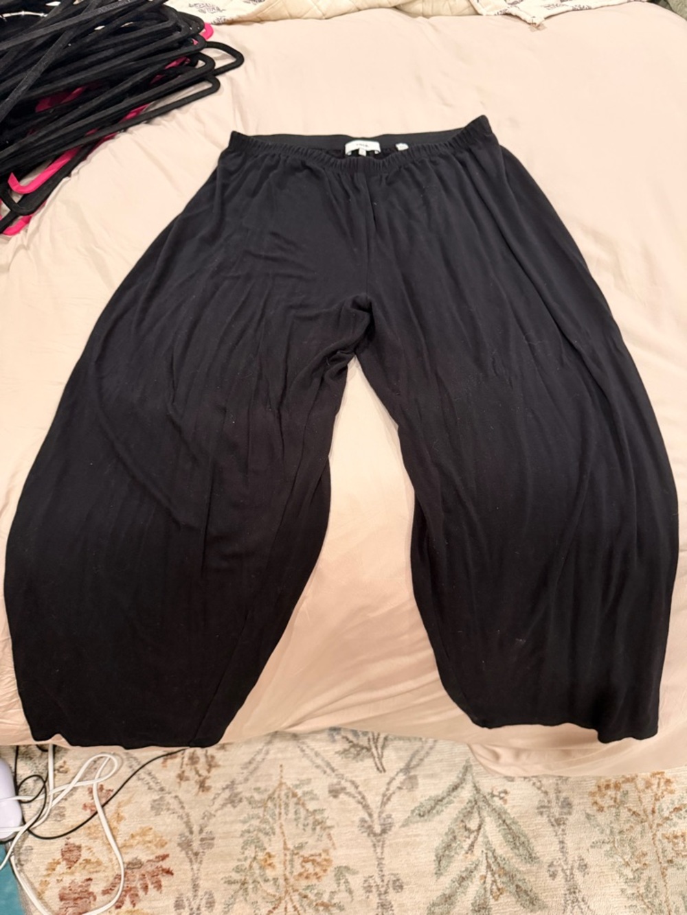 Vince Black Elastic Waist Wide-Leg Pants